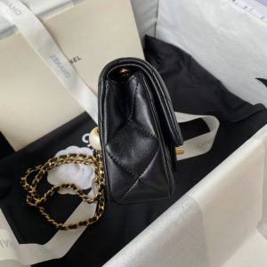 Chanel AS4868 Mini Flap Bag Pearl Lambskin Faux Pearl & Gold Metal Black