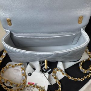 Chanel AS4385 Mini Flap Bag Pearl Lambskin Faux Pearl & Gold Metal Grey