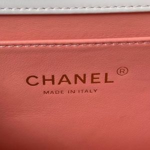 Chanel AS2649 Chain Bag With Gold Charm Small Vintage Calfskin Bag White