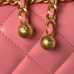 Chanel AS2649 Chain Bag Gold Charm Small Vintage Calfskin Bag Dark Pink