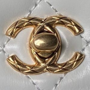 Chanel A92990 Small Flap Bag With Top Handle White Shiny Calfskin White