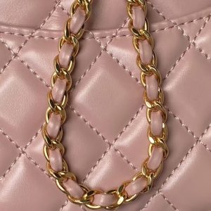 Chanel A92990 Small Flap Bag With Top Handle Shiny Calfskin Pink