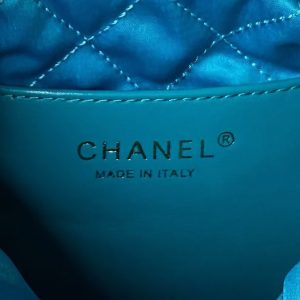 Chanel 22 AS3980 Mini Tote Shiny Calfskin & Gold-Tone Metal Lake Blue