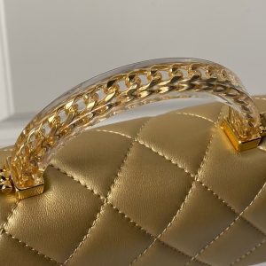Chanel AS4847 Mini Flap Bag With Top Handle Lambskin Resin Gold