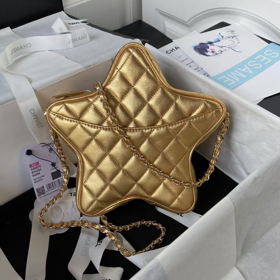 Chanel 24C AS4579 Star Bag Metallic Gold Lambskin Gold Hardware - Image 7