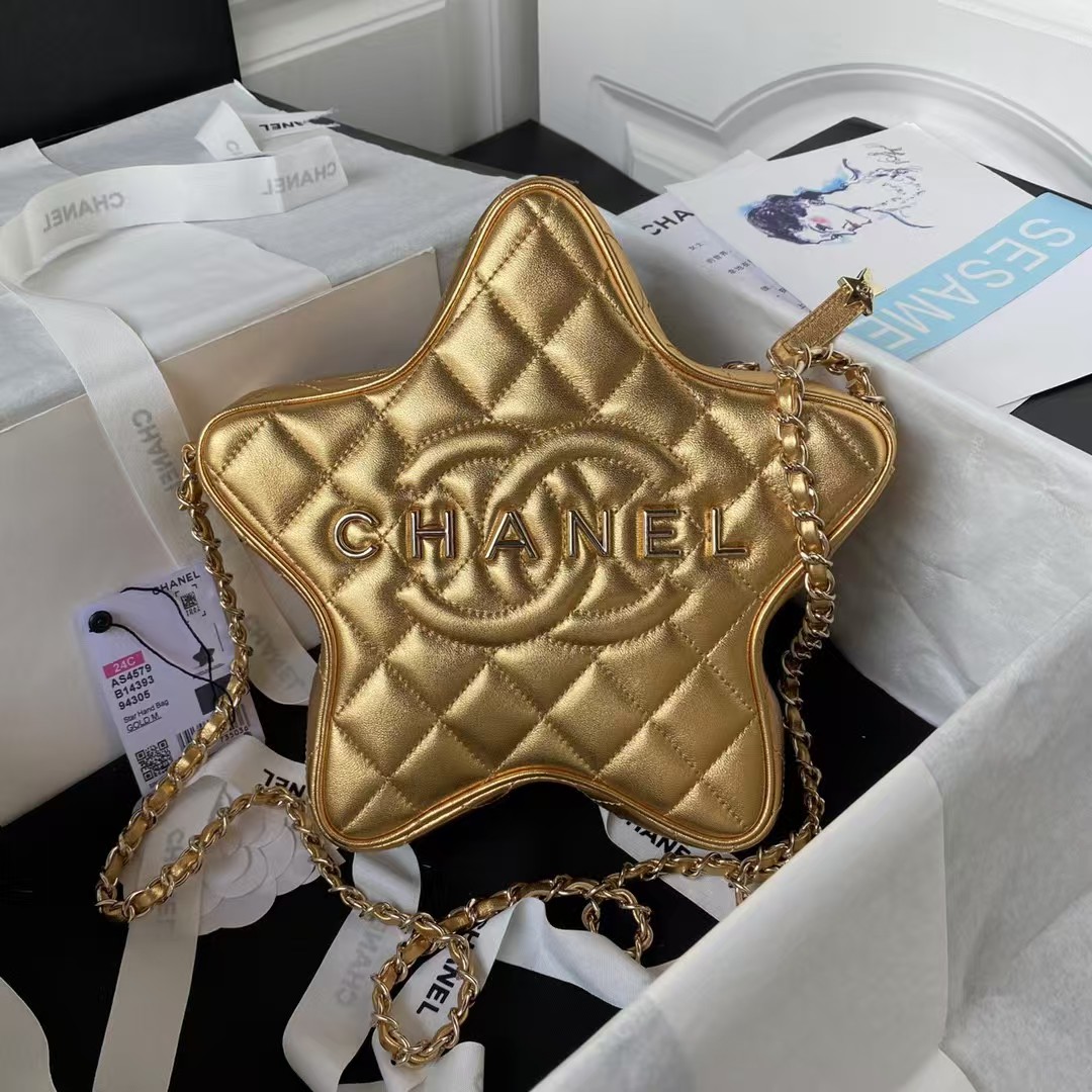 Chanel 24C AS4579 Star Bag Metallic Gold Lambskin Gold Hardware - Image 2