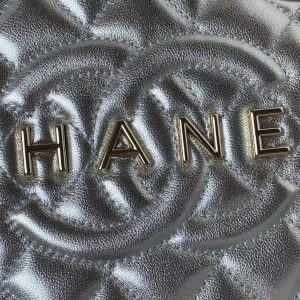 Chanel 24C AS4579 Star Bag Metallic Silver Lambskin Gold Hardware