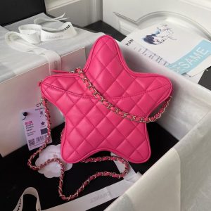 Chanel 24C AS4579 Star Bag Fuchsia Satin Gold Metal Hardware