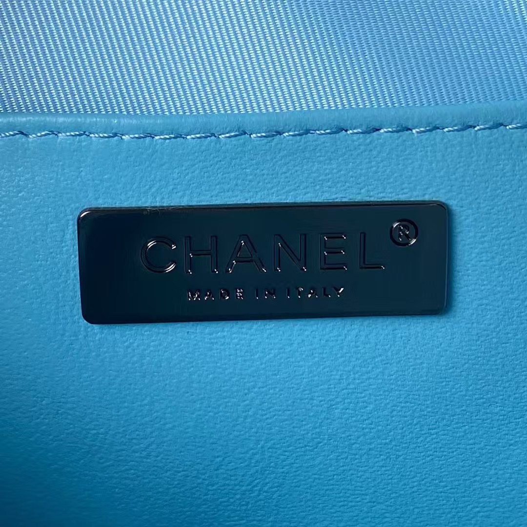 Chanel 24C AS4579 Star Bag Sky Blue and Black Satin Black Metal Hardware - Image 5