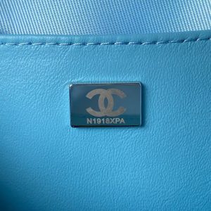 Chanel 24C AS4579 Star Bag Sky Blue and Black Satin Black Metal Hardware