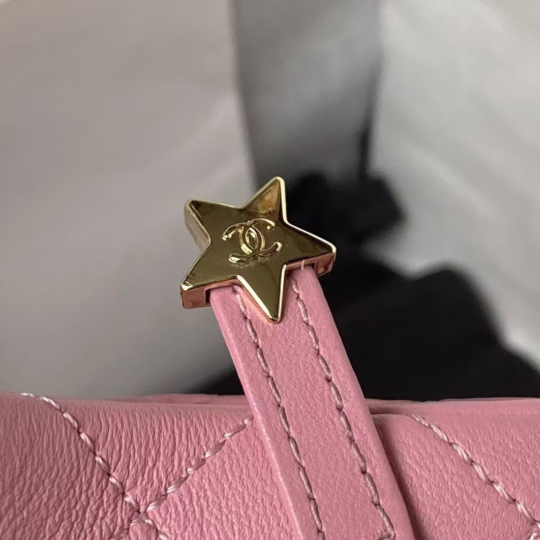 Chanel 24C AS4579 Star Bag Pink Lambskin Light Gold Hardware - Image 7