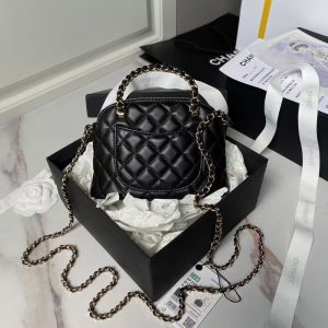 Chanel 24B AP3354 Calfskin Chain Clutch Black