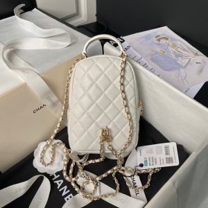 Chanel 24C AP3573 Mini Backpack Lambskin Gold Metal White