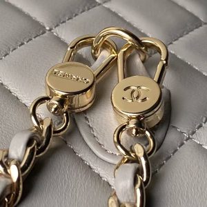 Chanel 24C AP3573 Mini Backpack Lambskin Gold Metal Grey