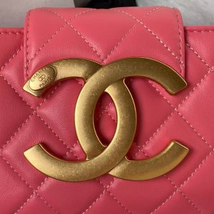 Chanel 24C AS4611 Vintage Logo Lambskin Rectangular Shoulder Bag Fuchsia