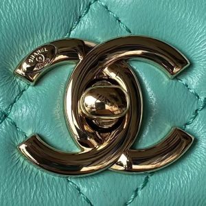 Chanel AS4654 Mini Trendy CC Flap Bag Turquoise Lambskin Light Gold Hardware