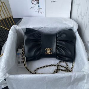 Chanel 24B AS5129 Metallic Lambskin Butterfly Evening Bag Black