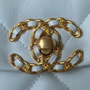 Chanel 24C AS4638 19 Hobo Bag White Lambskin Mixed Metal Hardware