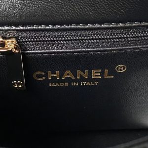 Chanel 24C AS4543 Mini Flap Bag Chain Bag Top Handle Black Lambskin