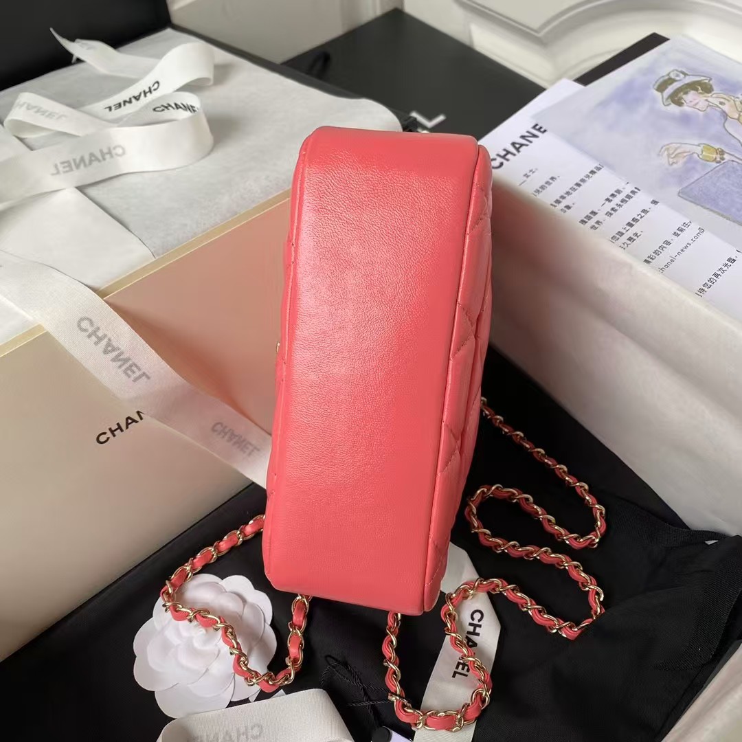 Chanel 24C AS4543 Mini Flap Bag Chain Bag Top Handle Dark Pink Lambskin - Image 6