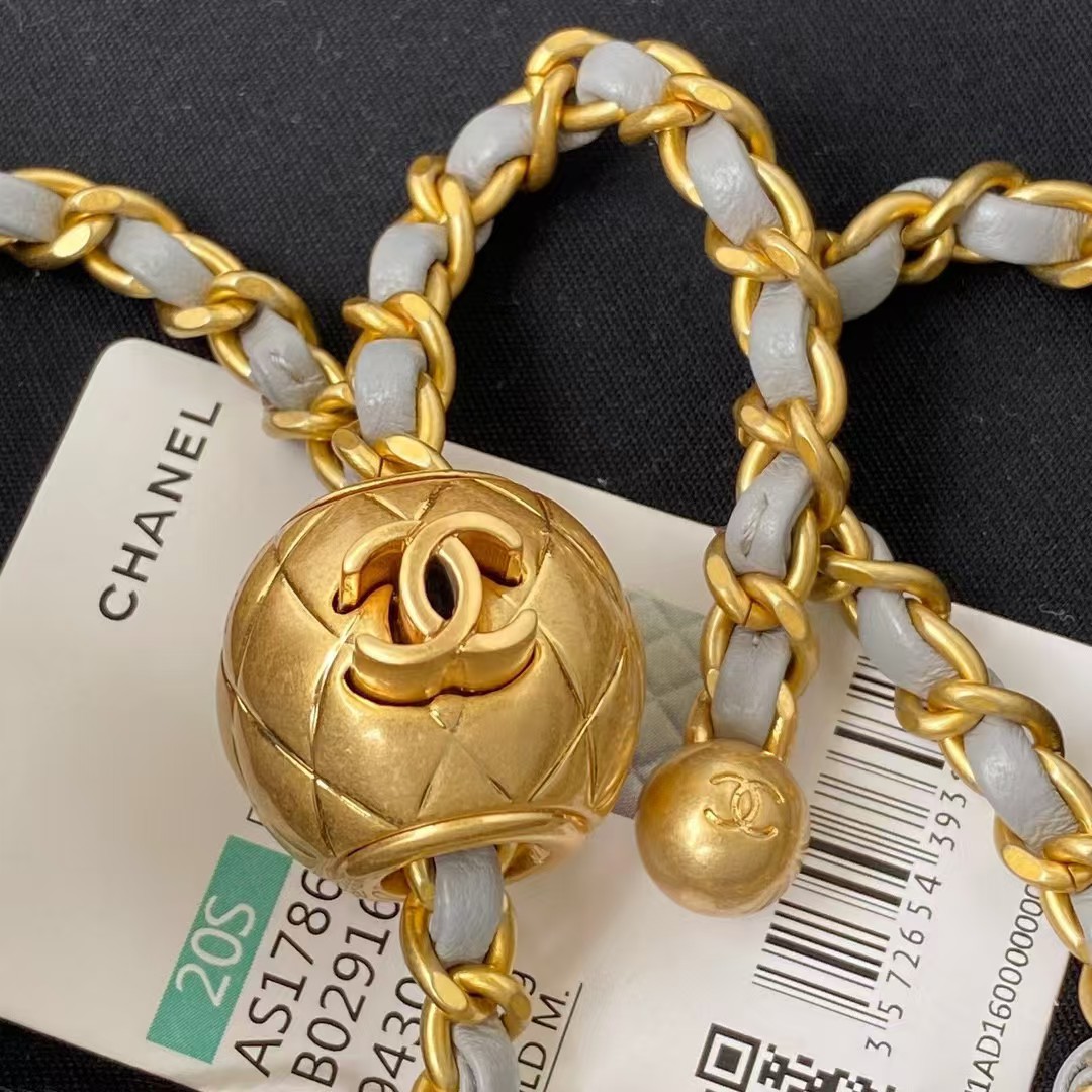 Chanel 23C AS1786 Mini Square Pearl Embossed Flap Bag Antique Gold Hardware Light Blue - Image 8