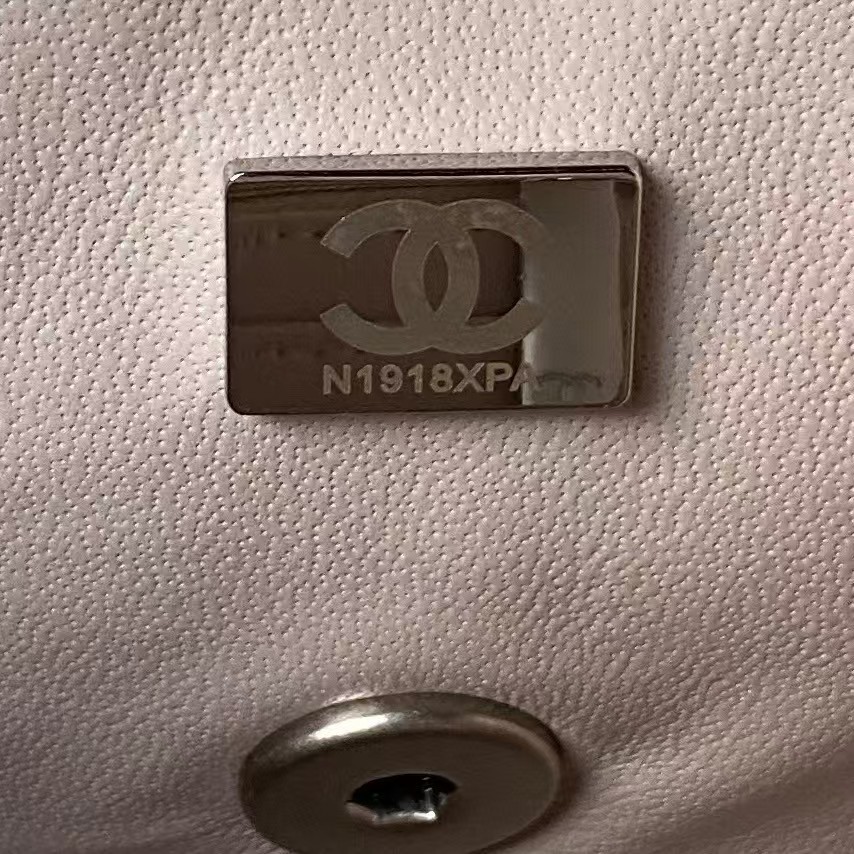 Chanel 23K AS1787 Mini Pearl Embossed Rectangular Flap Bag Lambskin Brushed Silver Metal Hardware Light Purple - Image 9