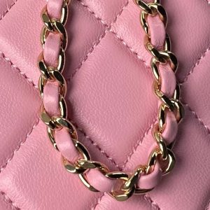 Chanel 24S AP4000 Mini Clutch with Chain Crossbody Bag Pink Caviar Light Gold Hardware