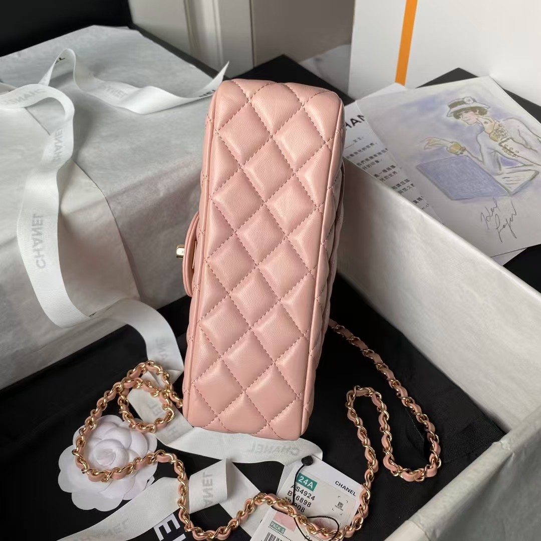 Chanel 24A AS4924 Mini Flap Bag With Top Handle Pink - Image 4