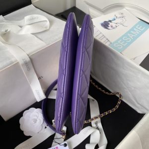 Chanel 24C AS4596 Vintage Logo Quilted Lambskin Shoulder Bag Purple