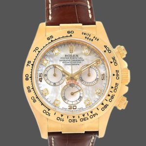 Rolex Daytona 116518 MOP Diamond Dial Brown Leather strap 40mm Mens Replica Watch