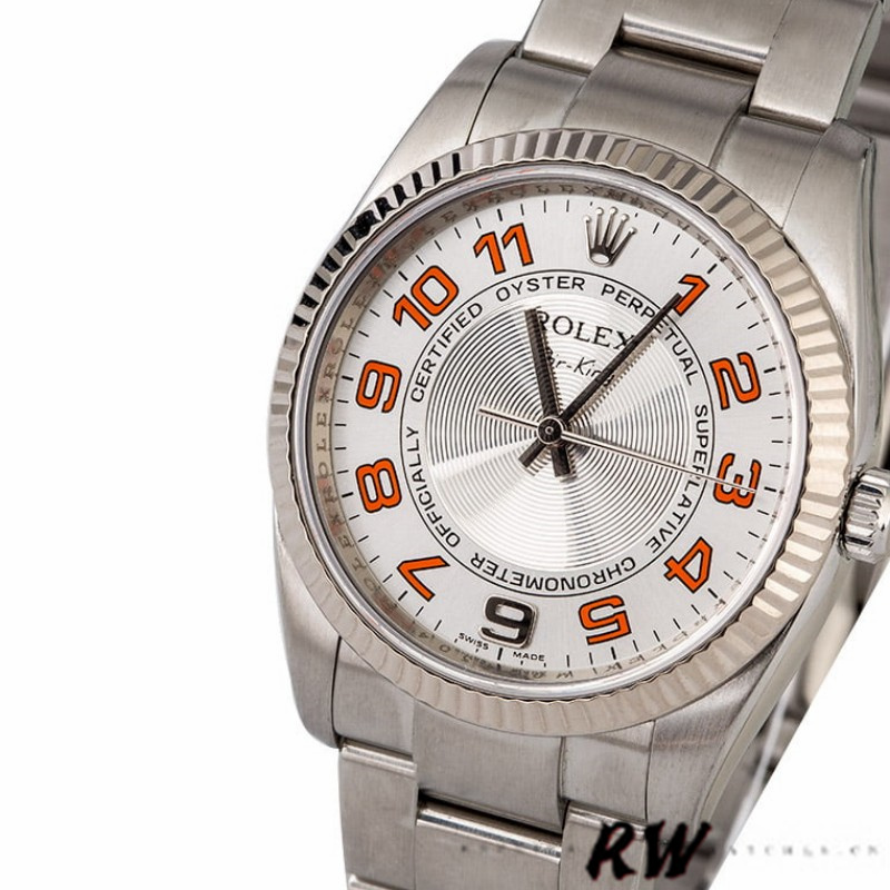 Rolex Oyster Perpetual Air-King 114234 Silver Orange Arabic Dial 34mm Unisex Replica Watch - Image 2