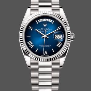 Rolex Day Date 36 White Gold Blue Ombre Dial M128236 0020