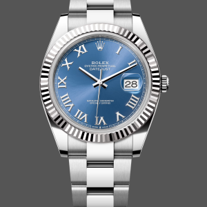 Rolex Datejust 126334 0025 Fluted Bezel Blue Roman Numeral Dial 41MM Mens Replica Watch