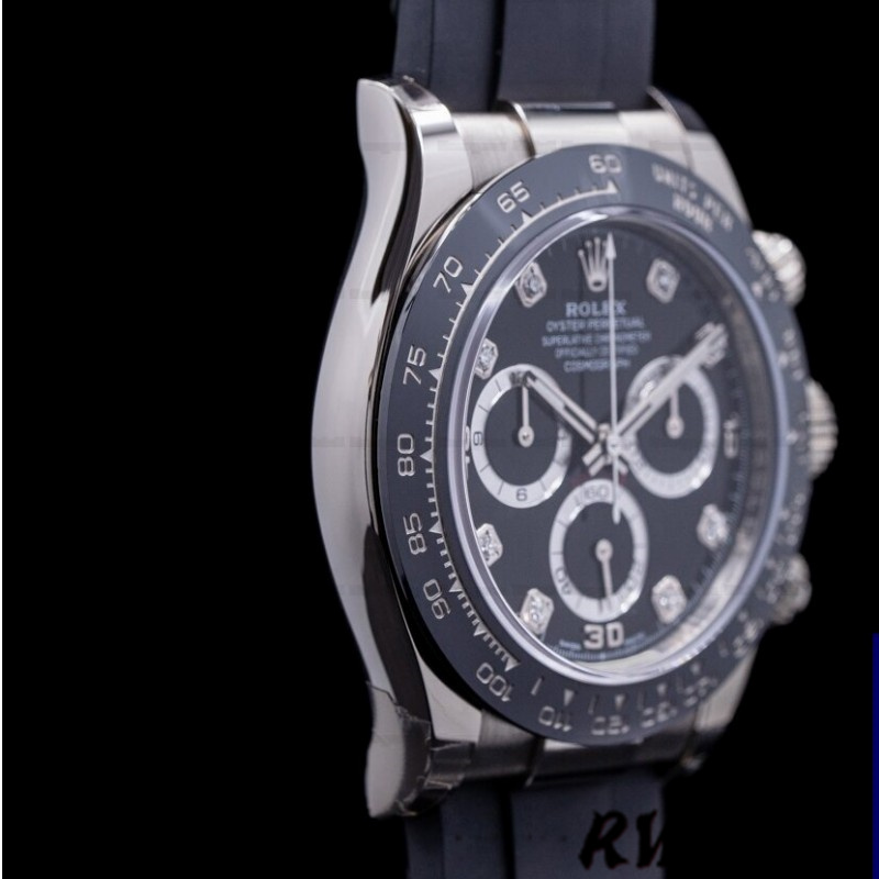Rolex Daytona 116519 White Gold Automatic Black Dial Diamonds 40mm Mens Replica Watch - Image 13