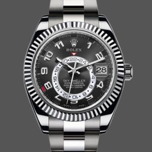Rolex Sky-Dweller 326939 Fluted Bezel Black Dial 42MM Mens Replica Watch