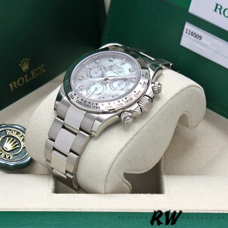 Rolex Cosmograph Daytona 116509 White Mother of Pearl Dial 40MM Mens Replica Watch - Image 4