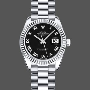 Rolex Datejust 179179 Black Roman Numeral Dial Fluted Bezel 26MM Lady Replica Watch