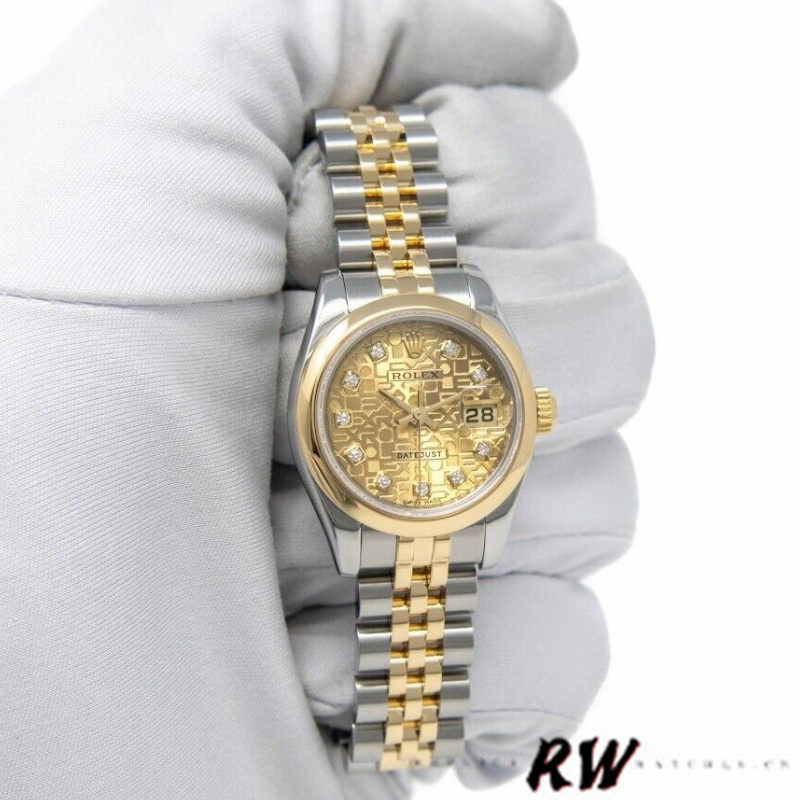 Rolex Datejust 179163 Champagne Jubilee Diamond Dial Domed Dezel 26MM Lady Replica Watch - Image 2