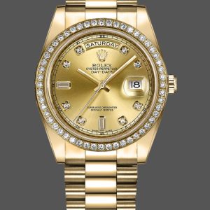 Rolex Day-Date 218348 Champagne Diamonds Dial 41MM Mens Replica Watch