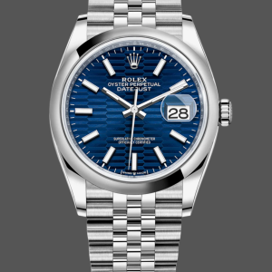 Rolex Datejust 126200 Stainless Steel Automatic Blue Motif Wave Dial 36MM Unisex Replica Watch