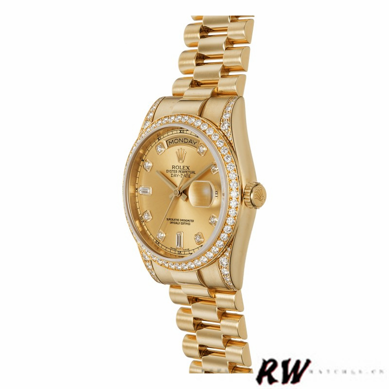 Rolex Day-Date 118388 Yellow Gold Champagne Dial 36MM Unisex Replica Watch - Image 4