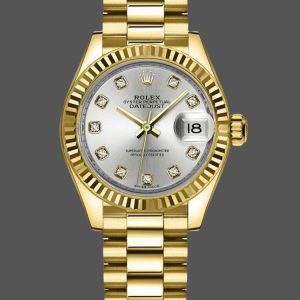 Rolex Datejust 279178 Silver Diamond Mark Fluted Bezel 28mm Lady Replica Watch