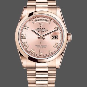 Rolex Day-Date 118205 Rose Gold Pink dial Automatic 36mm Unisex Replica Watch