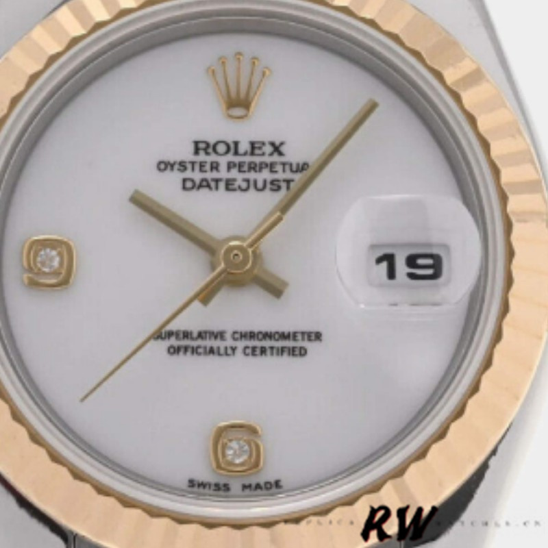 Rolex Datejust 179173 White Dial Diamonds Fluted Bezel 26MM Lady Replica Watch - Image 4