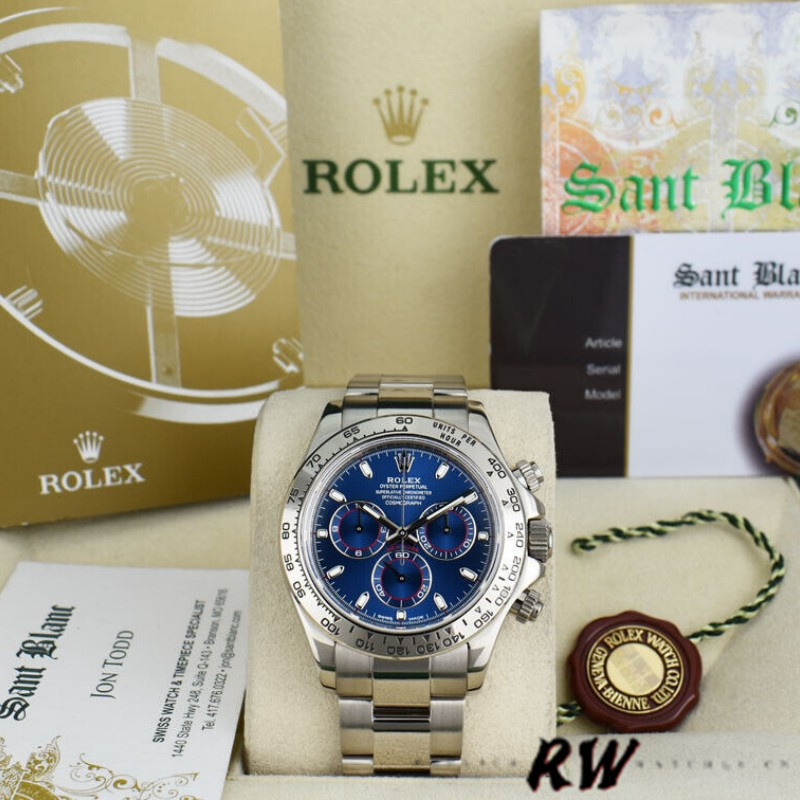 Rolex Cosmograph Daytona 116509 Blue Index Dial 40MM Mens Replica Watch - Image 16