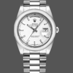 Rolex Day-Date 118209 Oyster Bracelet White Dial 36mm Unisex Replica Watch