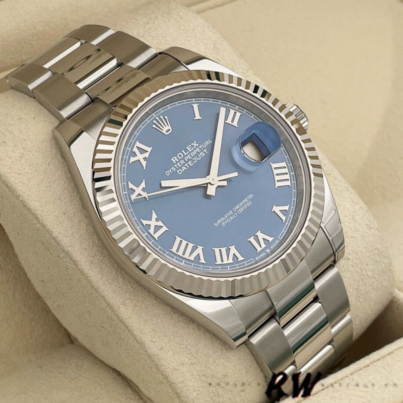 Rolex Datejust 126334 0025 Fluted Bezel Blue Roman Numeral Dial 41MM Mens Replica Watch - Image 14