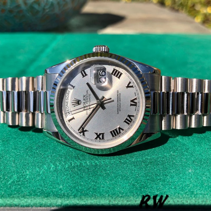 Rolex Day-Date 118239 Silver Roman Numeral 36mm Unisex Replica Watch - Image 4