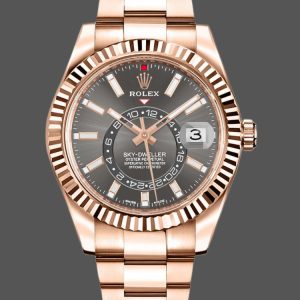 Rolex Sky-Dweller 326935 Everose Gold Dark Rhodium Stick Dial 42mm Mens Replica Watch