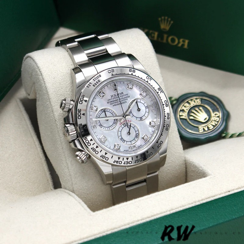 Rolex Cosmograph Daytona 116509 White Mother of Pearl Dial 40MM Mens Replica Watch - Image 3